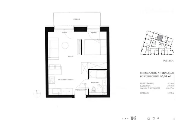 zachodniopomorskie, Szczecin, Centrum, Nowa inwestycja 1 pokój 30,47 m2, balkon 5 m2
