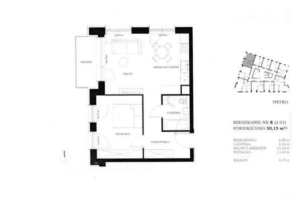 zachodniopomorskie, Szczecin, Centrum, Nowa inwestycja 2 pokoje48,94 m2, Ip. balkon 9 m2