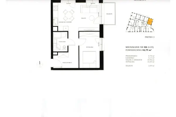 zachodniopomorskie, Szczecin, Centrum, Nowa inwestycja 2 pokoje 42,74 m2, balkon 2,99 m2