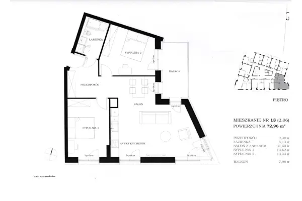 zachodniopomorskie, Szczecin, Centrum, Nowa inwestycja 3 pokoje 72,82 m2, balkon 7,83 m2