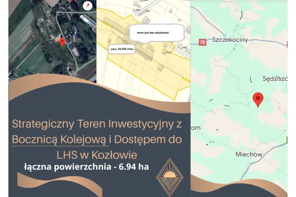 małopolskie, Miechowski, Kozłów, Teren Inwestycyjny z Bocznicą Kolejową