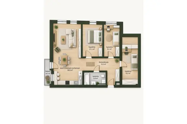 zachodniopomorskie, Szczecin, Podjuchy, Szczecin Podjuchy nowe mieszkanie 4 pok. 77,80 m2.